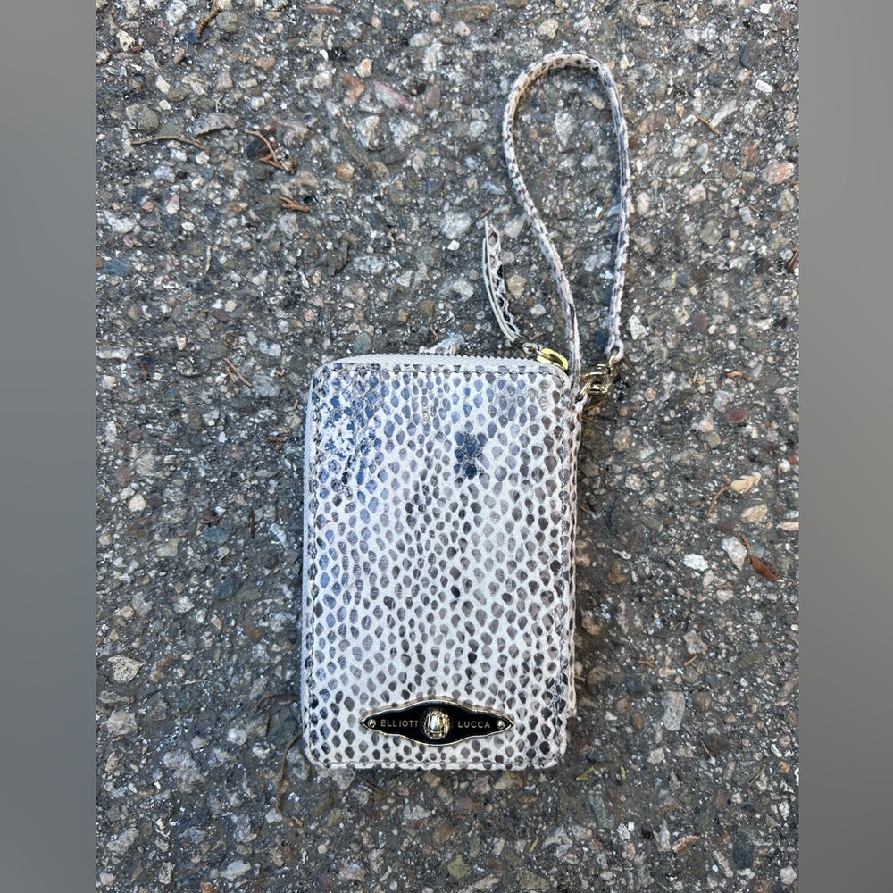 Elliott Lucca Snake Print Leather Wristlet Wallet and Phone Case
